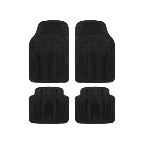Alfombrilla de Goma para Coches Alfombra Goma Recortable Juego de 4 Piezas Color Negro