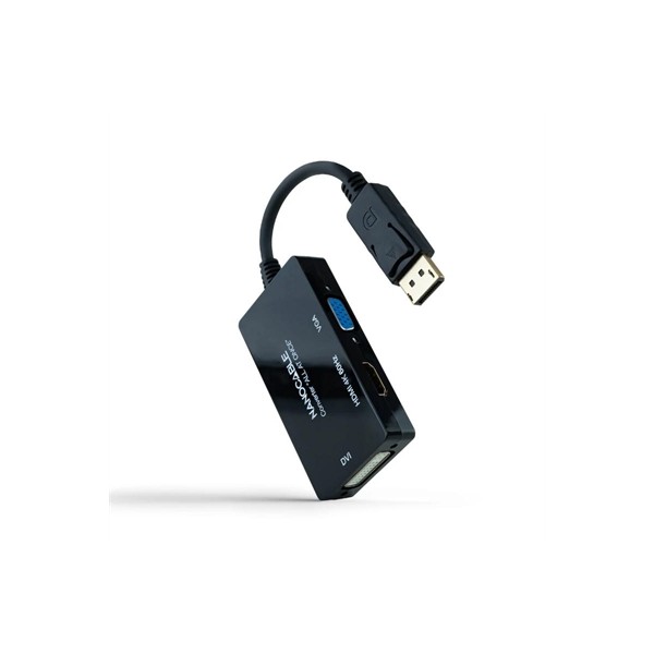 Nanocable conversor dp a hdmi/dvi/vga negro 20 cm