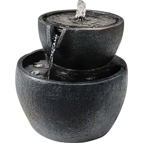 Fuente solar para exterior ipx8, de poliresina, ø21 x 21 cm